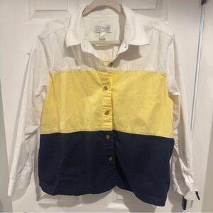 CJ Banks Color-Block Button-Up Shacket | White | Size 0X